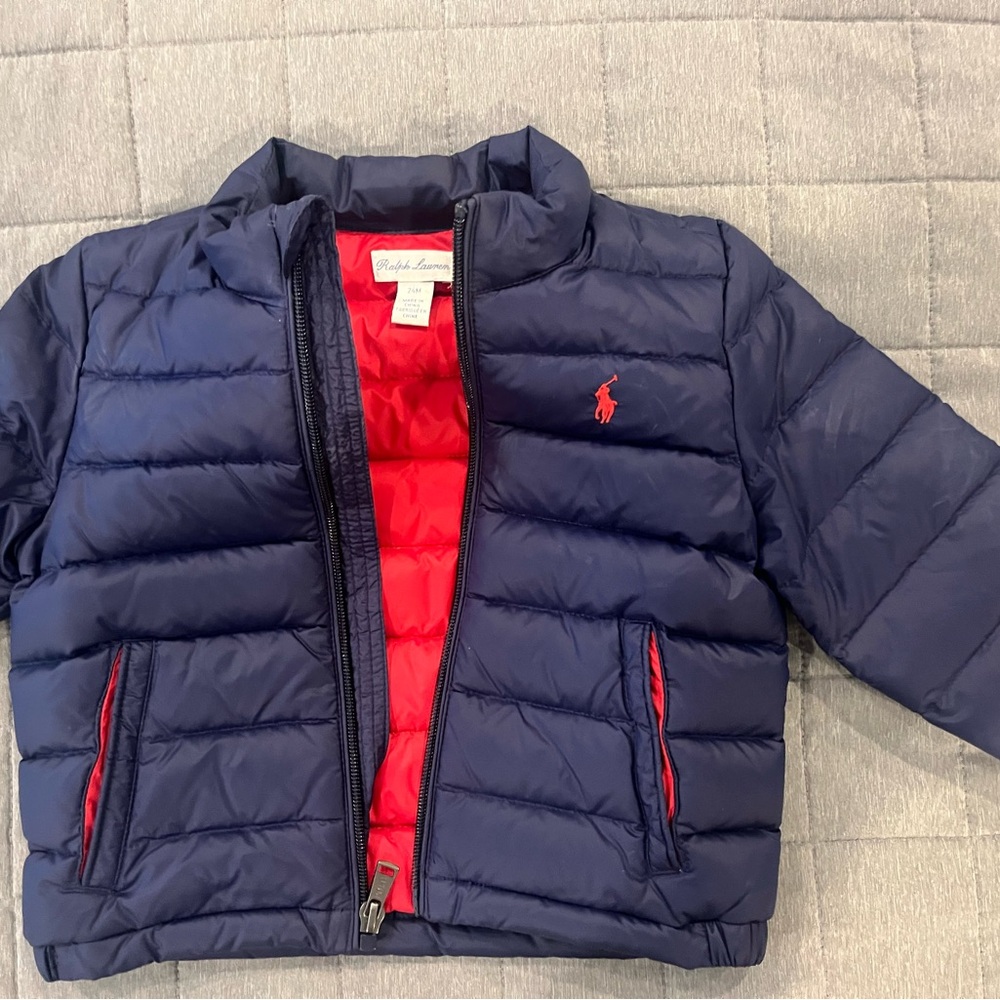 Ralph Lauren Kids Navy and Scarlet Puffer Jacket